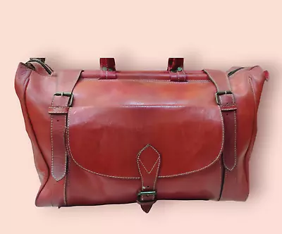 ) Full Grain Vintage Brown Leather Travel Bag Leather Duffle Bag Weekender Bag • $99