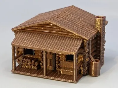 N-Scale - Small Log Cabin With Front Porch - Very Detailed Interior 1:160 • $11.95