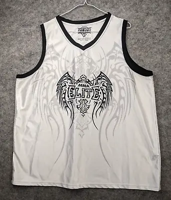 MMA Elite Tank Top Mens Extra Large White Black Basketball Jersey Basketball Jer • $18.88