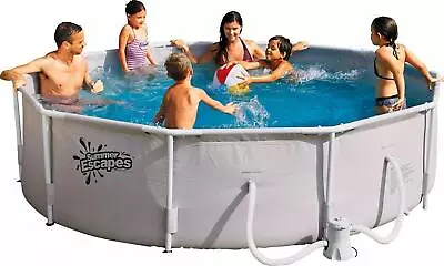 Summer Waves 10ft Summer Waves Metal Frame Round Pool Liner Family Pool 4792L • £89.95