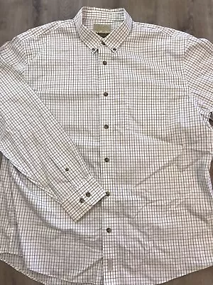 Cabelas Outfitter Series Button Down Shirt Mens XL White Checks Minor Flaw • $12