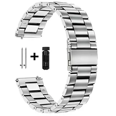 18mm 20mm 22mm 24mm Replacement Stainless Steel Metal Band Bracelet Watch Strap • $9.55