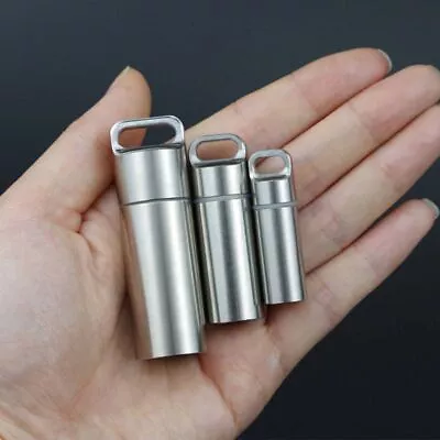 £5.83 • Buy Waterproof Pill Box Case Bottle Brass Container Keyring Medicine Capsule Holders
