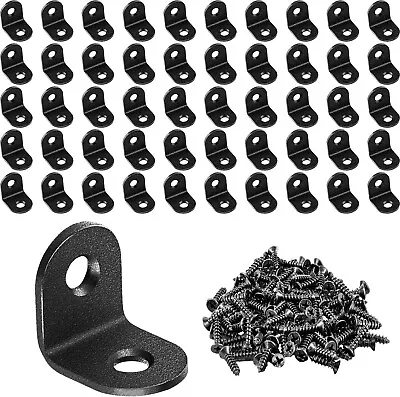 50pack L Bracket Corner Brace Sets Black Stainless Steel 90 Degree Right Angle • $11.55