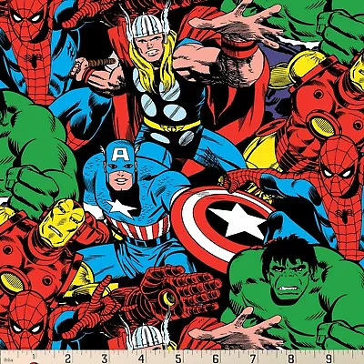 Marvel Avenger Hulk Iron Man Thor Captain America Cotton Fabric Springs FQ • $3.95