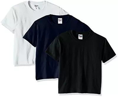 Jerzees Youth 3-Pack Crew Tee Shirt White/Black/Navy Large • $16.34