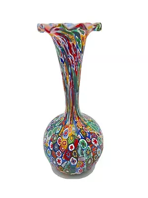 Vintage Fratelli Toso Murano Millefiori Murrine Cane Vase • $200