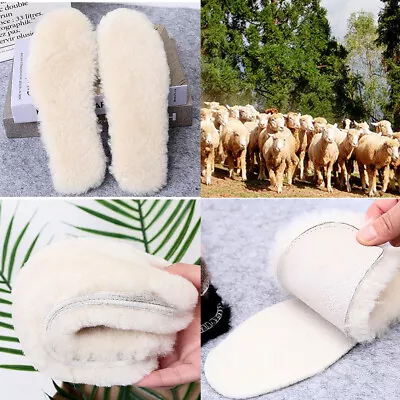 US 1-2 Pairs Thick Sheepskin Fleece Cozy Insoles Insert Slipper Boot Reline Pads • $19.09