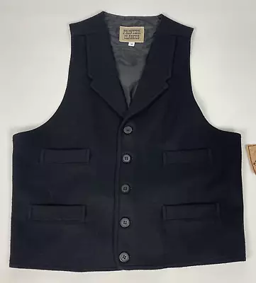 Frontier Classics Dalton Vest Men's Medium Western Button Up 100% Black Wool • $40