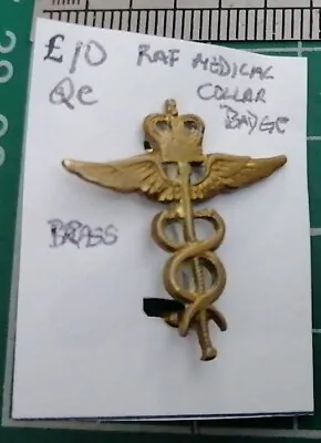 RAF Medical Brass Collar Badge QC • £10