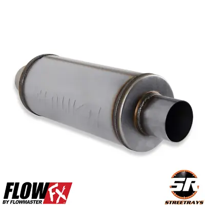 Flowmaster 72619 Flow FX Universal SS Muffler 3  Inlet & Outlet - 6  Round Body • $89.95