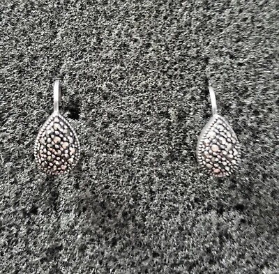 $19.95 • Buy Judith Jack Marcasite Stone Sterling Silver .925 Tear Drop Lever-Back Earrings