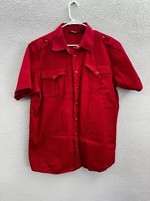 PJ Mark Mens Pear Snap Shirt Size XL Red Short Sleeve • $9.98