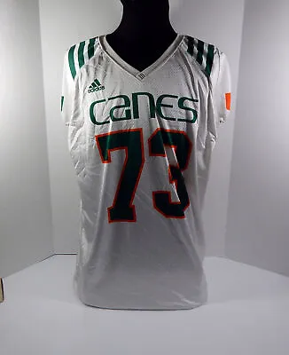 Miami Hurricanes #73 Game Used White Practice Jersey 2XL DP41807 • $59.99