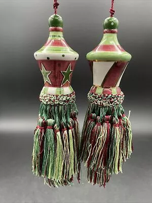 Vintage Hand Painted Porcelain Milson & Louis Set Of 2 Tassels- Holiday Themed • $59