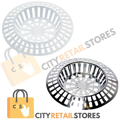 £3.24 • Buy Sink Strainer White Chrome Basin Kitchen Drain Gauze Hair Food Catcher Trap