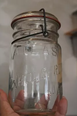 Vintage 1qt Wide Mouth Clear Atlas Whole Fruit Bail Mason Jar Item # A - 2063 • $21.99