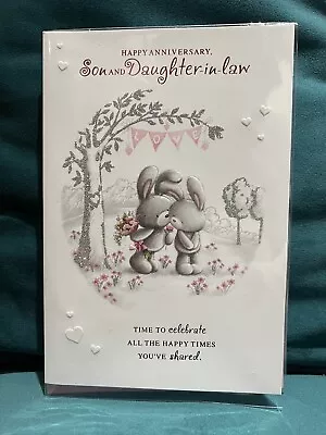 Son And Daughter In Law Wedding Anniversary Card Cute Bears Love 19x13 Cm • £1.85