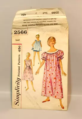 Vtg Simplicity 2566 MUU MUU Or SHORTIE NIGHTGOWN Sewing Pattern Womens Sz S • $3.99