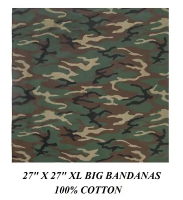 27  XL BIG OVER SIZE WOODLAND GREEN CAMO Camouflage Bandana Head Neck Wrap Scarf • $8.99