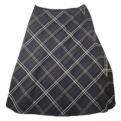 Gray Plaid Kilt Womens 16 XL Blue White Maxi Skirt Diagonal Diamond Dressy • $13.99