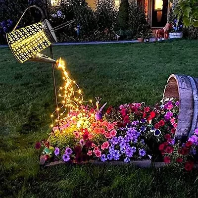 Solar Watering Can With Lights Outdoorhanging Solar Lanternmetal Waterproof Gard • $54.75