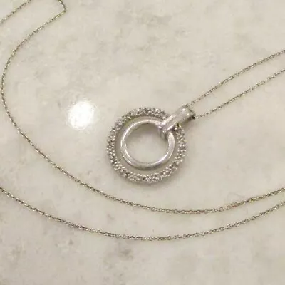 Sterling Silver Jewelry Pendant Necklace 925 Italy CW Charles Winston Circle 18  • $14.99