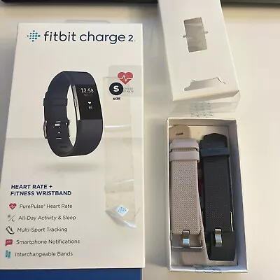 Fitbit Charge 2 Small Stainless Used In Box With 2 Extra Bands • $45