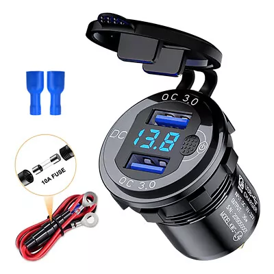 12V 24V QC3.0 Dual USB Socket Car Charger Quick Charge Power Outlet ON / OFF • $22.79