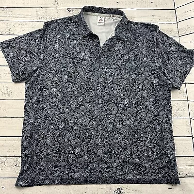 Puma Volition All Over Paisley Print Short Sleeve Golf Polo Shirt Men's XL Blue • $15.29