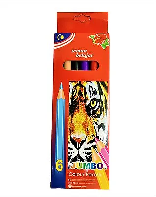 12 Jumbo Colouring Pencils Childrens Colour Pencil Arts Crafts School Kids Book • £2.25