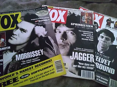 £5.95 • Buy VOX Magazine X 3 1993 Job Lot MORRISSEY Mick Jagger  VELVET UNDERGROUND Vintage