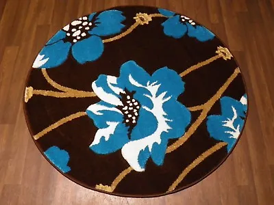 £39.99 • Buy LUXURY GREAT QUALITY WOVEN RUGS POPPY CIRCLE DESIGN 120CMx120CM BROWN TEAL HOME 