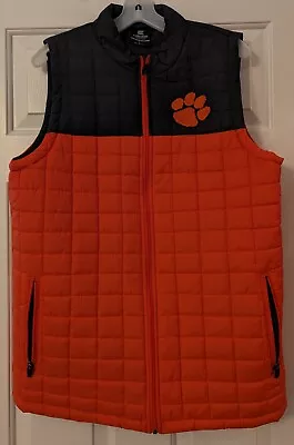 Clemson Tigers Colosseum Bubble Puffer Vest Jacket L Large Orange Gray NCAA • $19.99