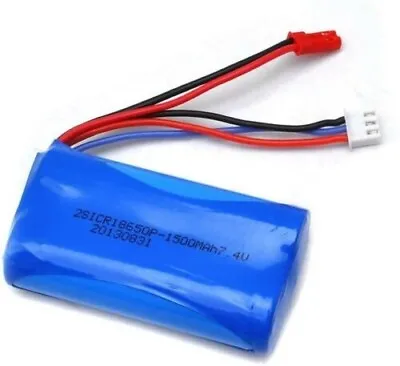 7.4v 1500mah Li-ion Battery W/ Jst Plug For Rc Car 9053 T34 Helicopter Boat • £12.99