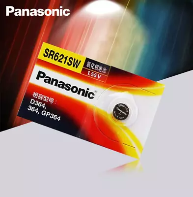 1 X Panasonic Sr621sw 364 1.55v Silver Oxide Watch Batteries • $2.98
