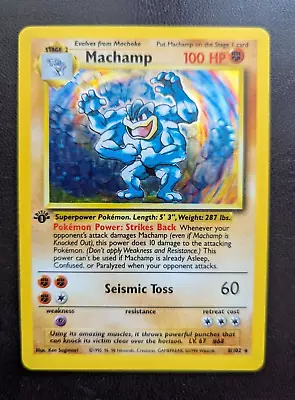 1999 Base Set 1st Edition Machamp Holo 8/102 Rare WOTC Pokémon Card TCG OG 151 • $19.44