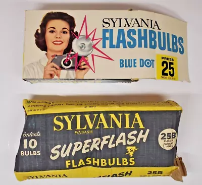 LOT 12 Vintage Sylvania Super Flash Blue Dot Flash Bulbs Wabash Press 25 25b • $4.95