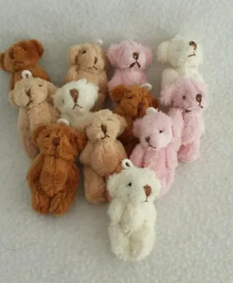 £13.99 • Buy 12 Tiny Handstitched Soft Miniature Bears.(4.5cms)3 Of Each Colour For Crafting