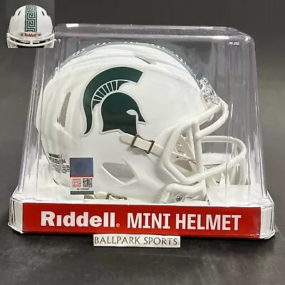 Michigan State Spartans Speed Mini Helmet Riddell NCAA Matte White New! • $34.99