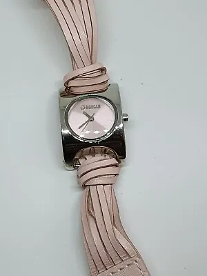 MORGAN Silver Tone Ladies Watch With Pink Leather Knotted Strand Band • $8.70