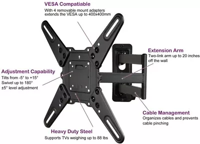 Full Motion TV Wall Mount Bracket For Hisense VIZIO LG Samsung 26~55 UHD LED Bxp • $8.99