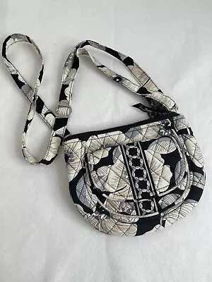 Vera Bradley Lizzy Camellia Crossbody Purse White Gray Black Floral • $19.99