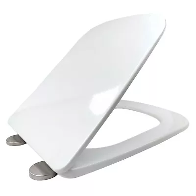 Premium Square Toilet Seat Soft Closing Top & Bottom Fixings One Button Release • £19.99