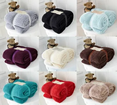 £13.99 • Buy Soft Teddy Bear Fleece Throw Cuddly Sofa Blanket Bedspread In Single Double King