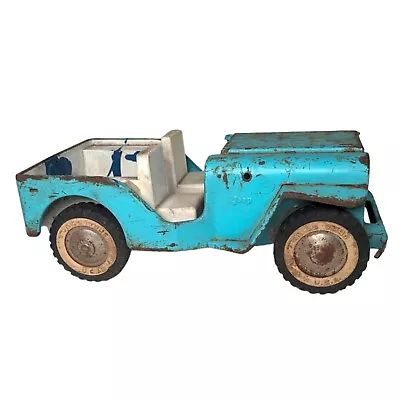 Vintage TONKA Jeep Turquoise Pressed Steel White Wall Tires ~ 1960's Classic! • $20