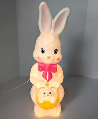 Vintage 1995 Empire Blow Mold Easter Bunny Rabbit With Basket Light Up 21  • $97.17