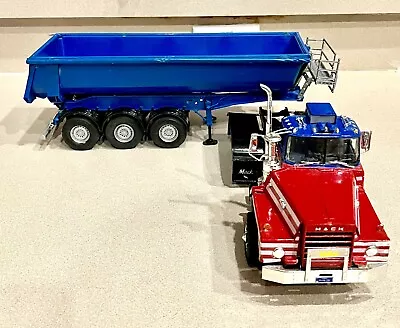 🏁 Built Model Truck Vintage MACK DM 800 Diesel + Dump Gravel Trailer 1/25 🏁 • $150