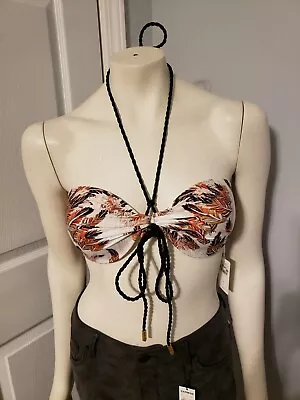 A. Che Feather Indian Print Padded Tassel Tie Underwire NWT Bikini Top Large • $17.99