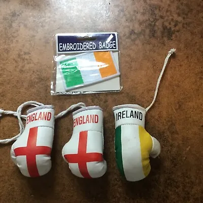 £3 • Buy Mini Boxing Gloves Car Hanging England Ireland And Irish Flag Emblem Badge